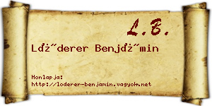 Lóderer Benjámin névjegykártya